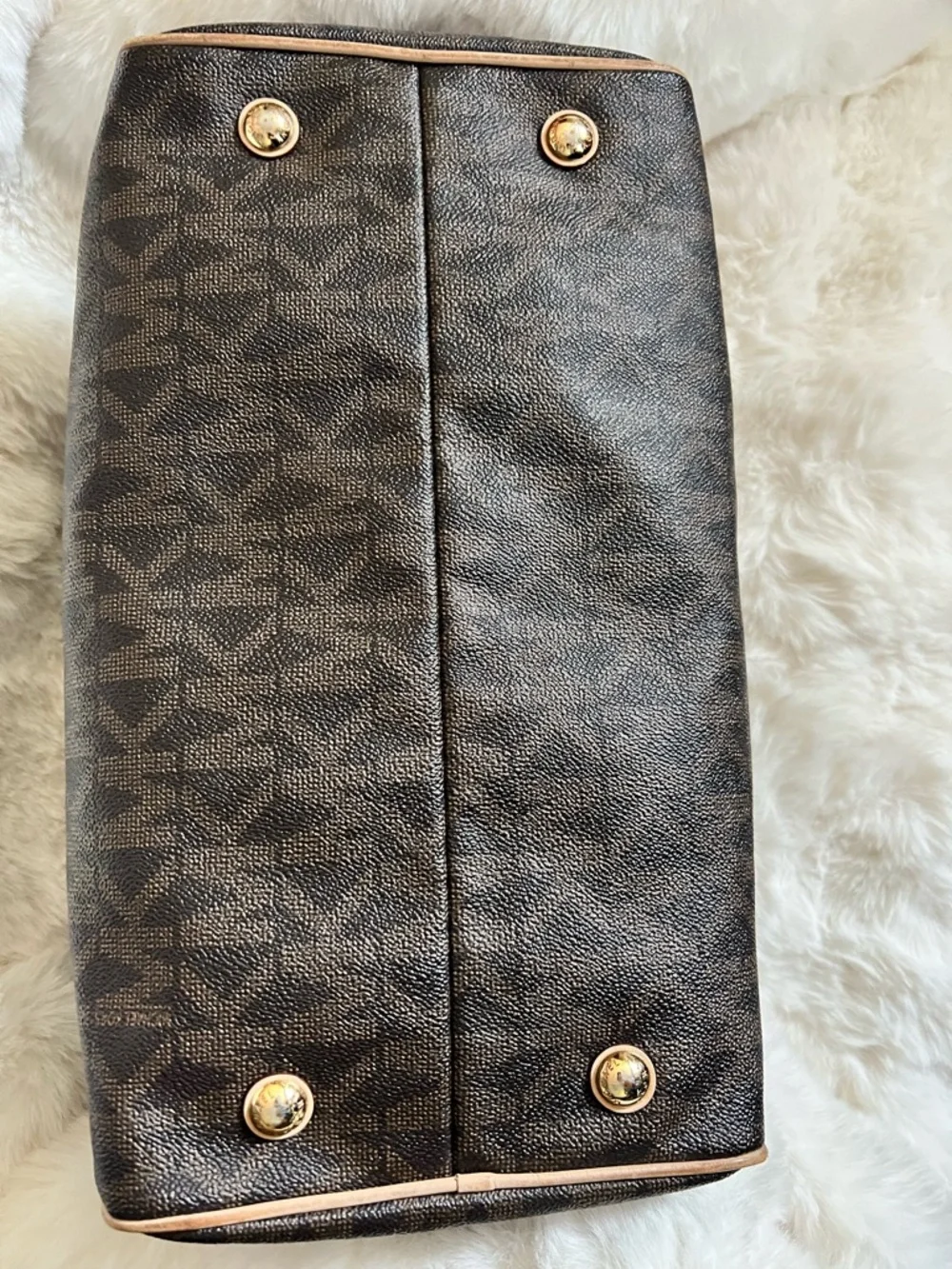 Michael Kors Brown Monogram Grayson Satchel with Gold Hardware vintage - Picture 13 of 16